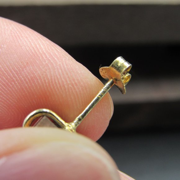 Sterling Silver Gold Plated Druzy Stone Stud Earrings Vintage - Picture 4 of 6